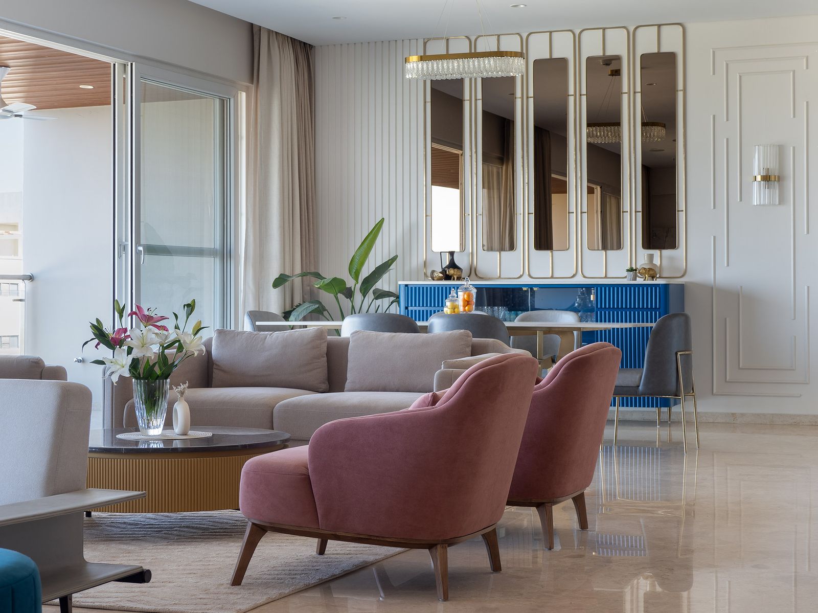 Understated modern-glam Pune interior shaped by curves and lines, Patterned Vignettes